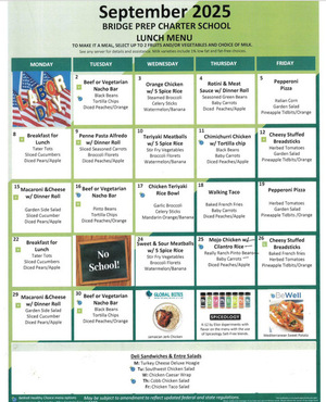 September Breakfast and Lunch Menu✨